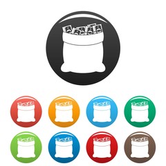 Big bag money icon. Simple illustration of big bag money vector icons set color isolated on white