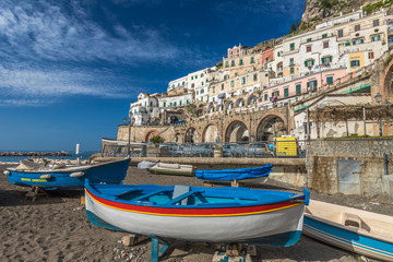 Boat in Atrani in Amalfi Italy