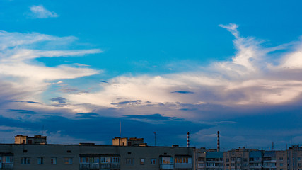 Beautiful sunset sky with clouds, background