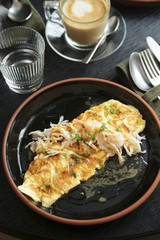 Omelette with crab and herbs