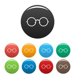 Children eyeglasses icon. Simple illustration of children eyeglasses vector icons set color isolated on white