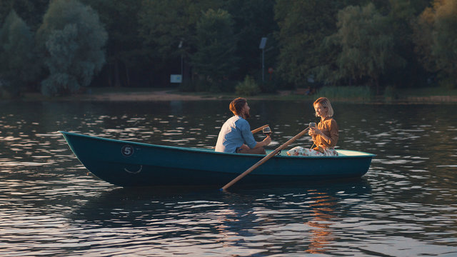 Young couple in a boat