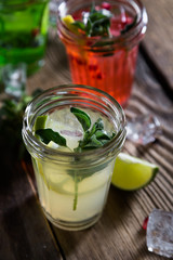 Natural lemonade with fruits and herbs