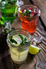 Natural lemonade with fruits and herbs