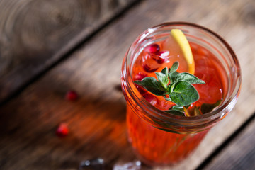 Natural lemonade with fruits and herbs