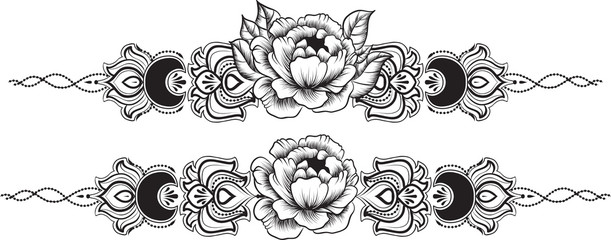 Ethnic indian line art border