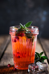 Natural lemonade with fruits and herbs