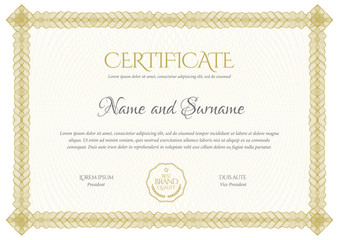 Certificate. Template diploma currency border.