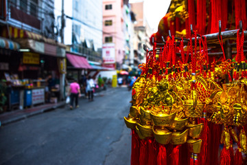 Chinese amulets at souvenir market.