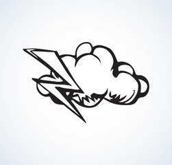 Cloud with lightning. Vector illustration