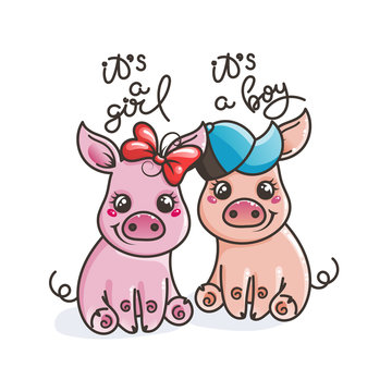 Cute cartoon baby pigs