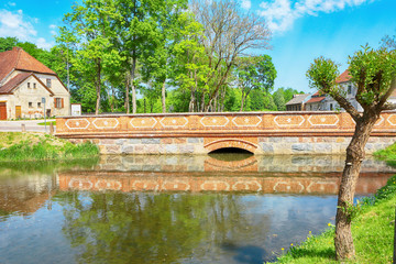 Fototapeta na wymiar Bridge in the town Kuldiga, latvia