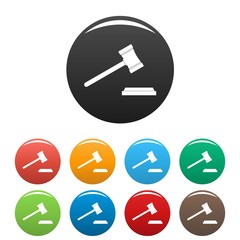 Legal gavel icon. Simple illustration of legal gavel vector icons set color isolated on white