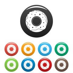 Donut icon. Simple illustration of donut vector icons set color isolated on white