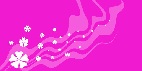 Abstract illustration of white flowers on a pink background. Pink background with white flowers
