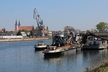 Dredger in haven of Komarno, Slovakia