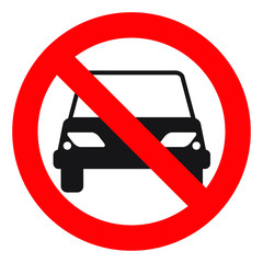 No car or no parking sign, traffic prohibit sign, vector illustration
