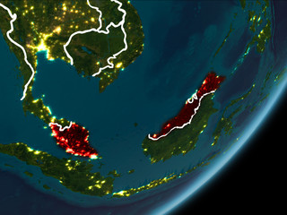 Malaysia on night Earth