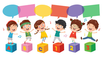 Vector Illustration Of Happy Children