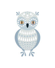 Cute owl in ethnic style. Colorful vector illustration isolated on a white background.