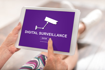 Digital surveillance concept on a tablet