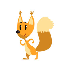 Cute cartoon funny squirrel character vector Illustration on a white background