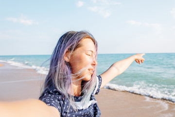 Woman resting on beach vacations.