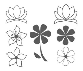 Natural flower icon set