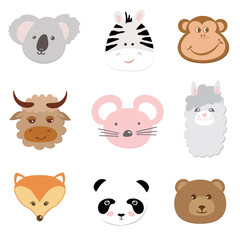 Collection of cute face animal