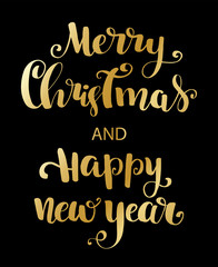 Merry Christmas brush lettering typography.