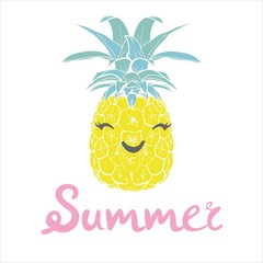 pineapple with glasses tropical, vector, illustration, design, exotic, food, fruit