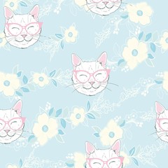 Obraz na płótnie Canvas Seamless pattern with cats. Background with gray, white and ginger kittens
