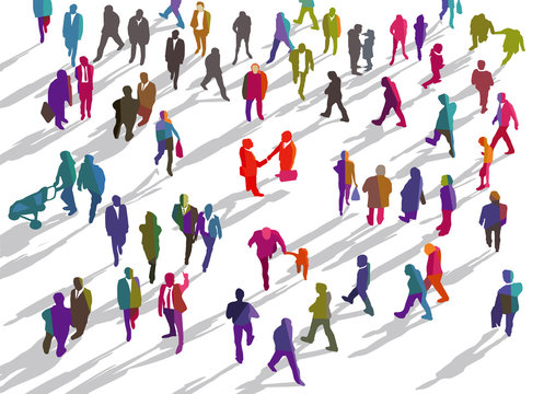 Gro&szlig;e Personengruppe auf einen Platz in der Stadt