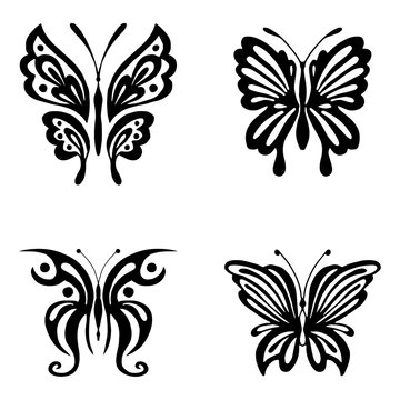 Set of butterflies for tattoo