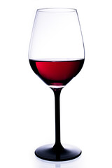 Red wine in a glass isolated on white background