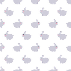 seamless cute baby bunny rabbit in hippie style pattern vector illustration.