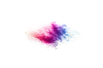 abstract powder splatted background. Colorful powder explosion on white background. Colored cloud....