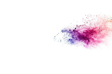 abstract powder splatted background. Colorful powder explosion on white background. Colored cloud. Colorful dust explode. Paint Holi.