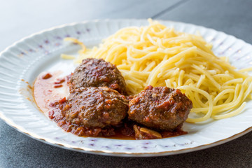 Spaghetti and Meatballs with Tomato Sauce.