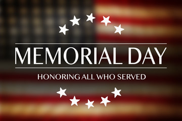 American flag with the text Memorial day.