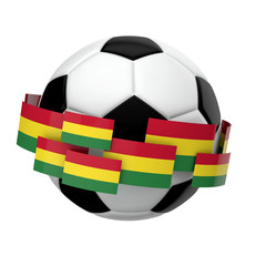 Soccer football with Bolivia flag against a plain white background. 3D Rendering