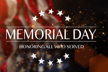 American flag with the text Memorial day.