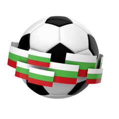 Soccer football with Bulgaria flag against a plain white background. 3D Rendering
