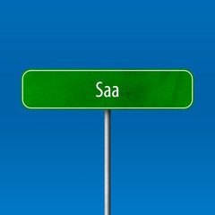 Saa Town sign - place-name sign