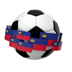 Obraz premium Soccer football with Liechtenstein flag against a plain white background. 3D Rendering