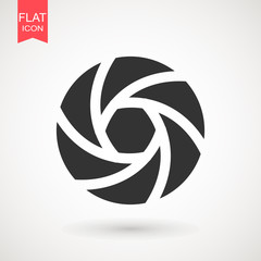 Camera Lens icon flat. Camera objective icon symbol . Shutter icon.