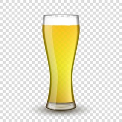 Glass of beer isolated on transparent background.Vector illustration.