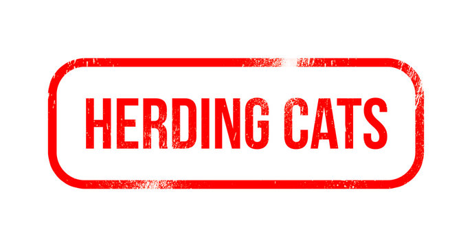 Herding Cats Red Grunge Rubber - Stamp