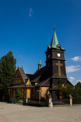 Fototapeta na wymiar Wooden church in Zab near Zakopane, Malopolska, Poland