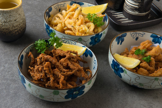 various japanese deep fried foods